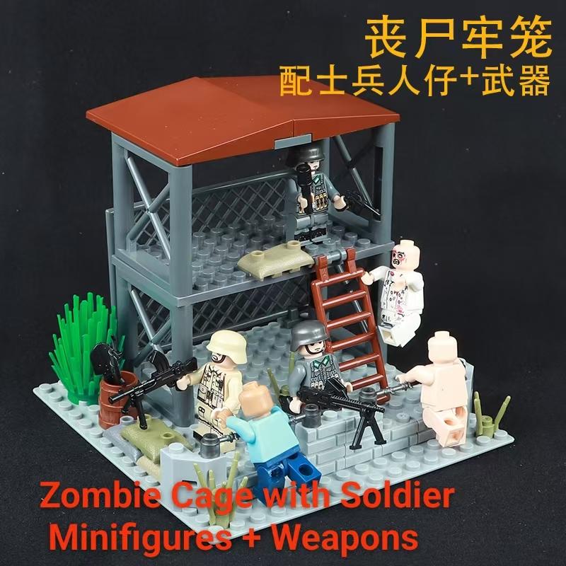Compatible Military Base WWII Soldier Fortification Tower Patrol Soldier Assembly Toy for Boys