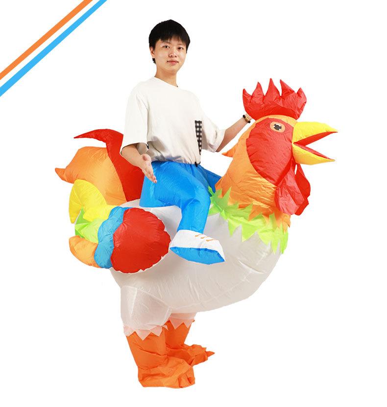 Halloween Cross Border Cartoon Cycling Doll Costume Performance Party Props Festival Performance Colorful Rooster Inflatable Clothing