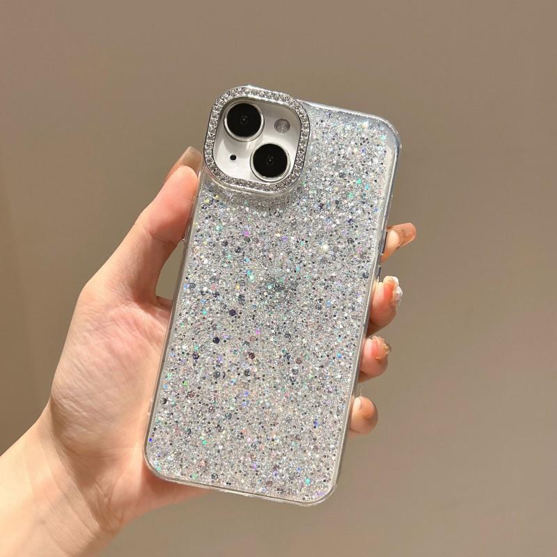 Lepidlový kapací materiál Třpytivý kryt na telefon Vhodný IPhone 16 Promax Apple 15 Plus Průhledný Jednoduchý 14