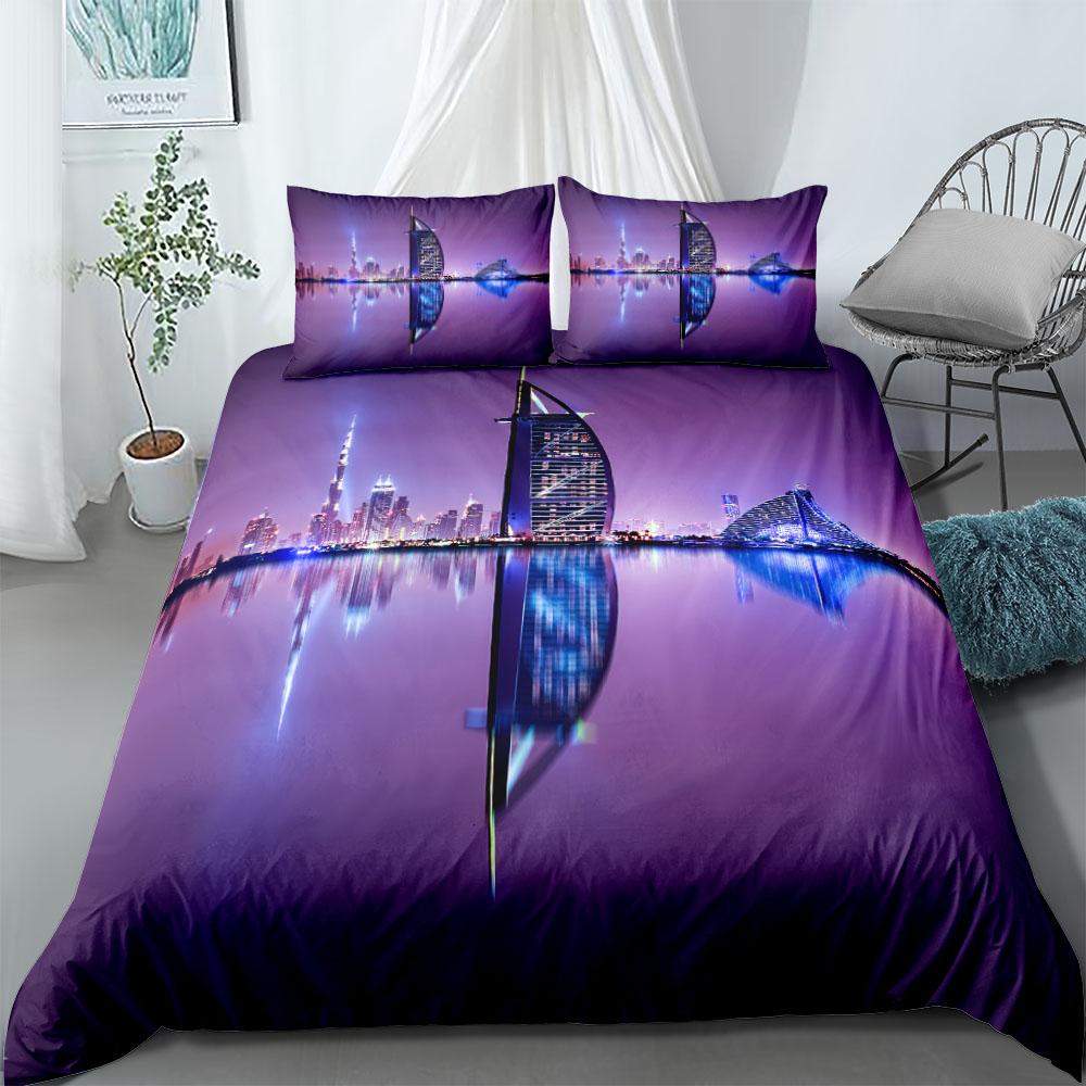 Neon City Night Duvet Cover Set Single Twin Double Queen King Cal King Size Bed Linen Set