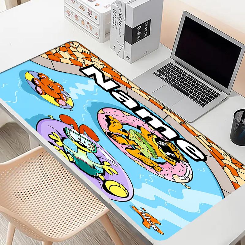 Custom Name Personalized Garfield Pattern Mousepad, Laptop PC Desk Mat, Decorative Desk Mat for Home Keyboard Pad Gift