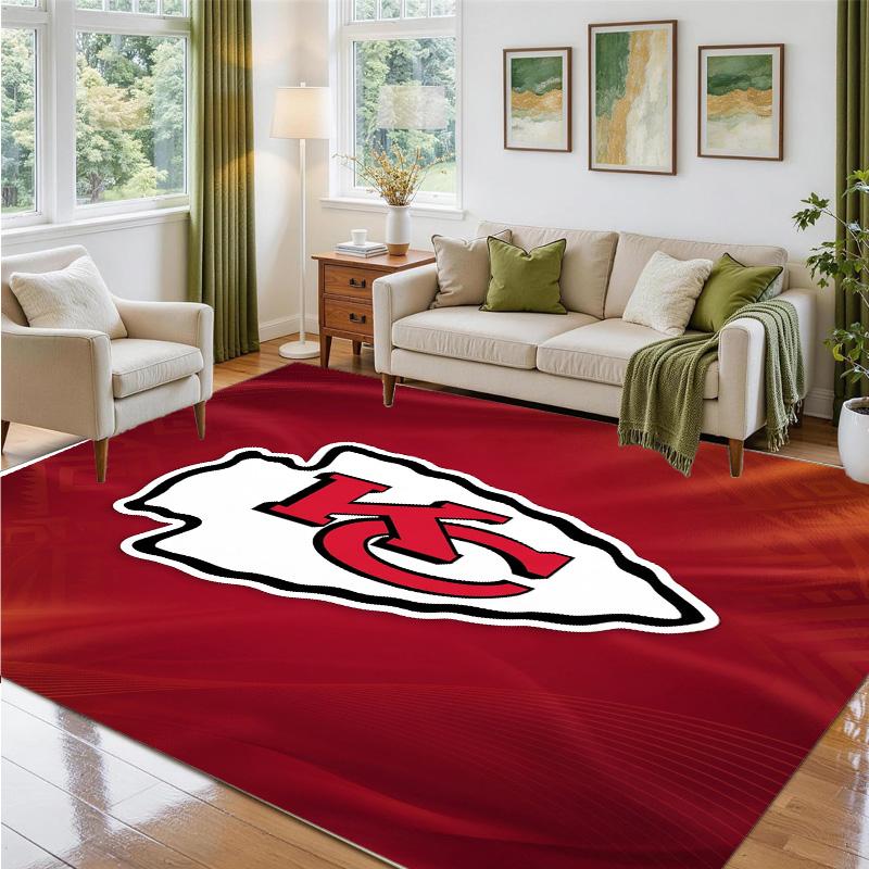 Kansas City Chiefs Design Crystal Velvet Rug Soft Decorative Mat for Bedroom Entrance