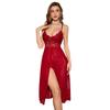 Europe and the United States popular sex underwear sexy women's suspender mesh perspective split long nightdress