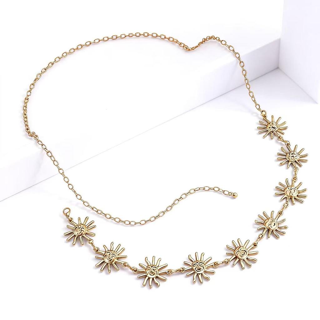 European & American Smiley Sunflower Metal Waist Chain for Women