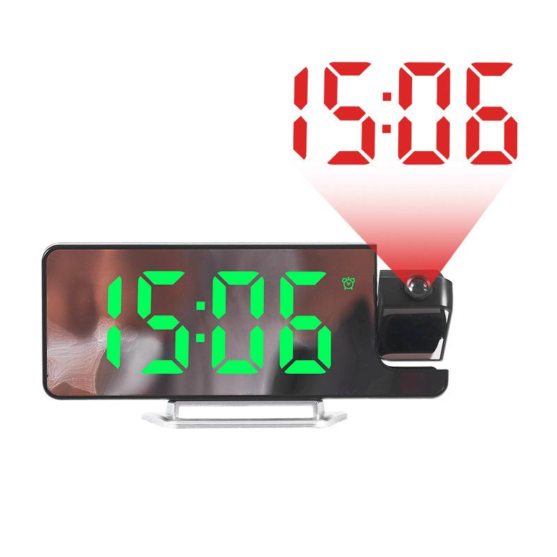 LED Large Screen Mirror Projection Alarm Clock Display Temperature Sensing Electronic Clock