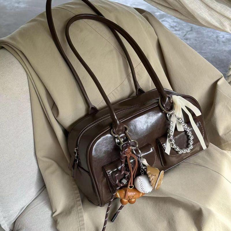 Yunzhen Same Bag for Women 2025 Fall and Winter New Arrival South Korea Ins Large Capacity Retro Bowling Satchel Shoulder Bag