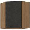 ROCK Corner Wall Unit - Lancelot Oak and Matera Grey Melamine Decor - 1 Door - L58 X H72 Cm