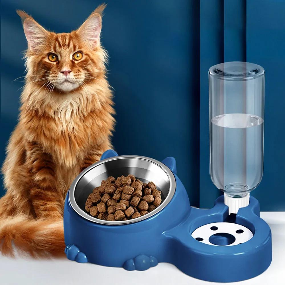 2-in-1 Stainless Steel Pet Bowl - Anti-Spill & Anti-Tip Food & Water Bowl, Suitable for Dogs, Cats, Kittens & Puppies
