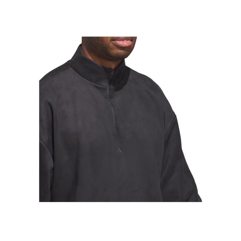 Adidas 2024 Collection Chapter 01 Solid Color Stand Collar Pullover Sweatshirt Unisex Tops Charcoal-Black IN7711