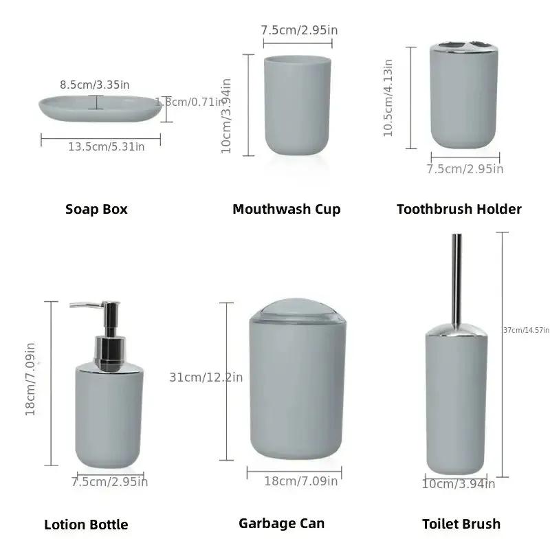 Badezimmerzubehör, 6 Stück/Set Zahnbürstenhalter, Seifenkiste, Toilettenbürste, Badezimmer-Aufbewahrung, Badezimmer-Waschset, waschbar