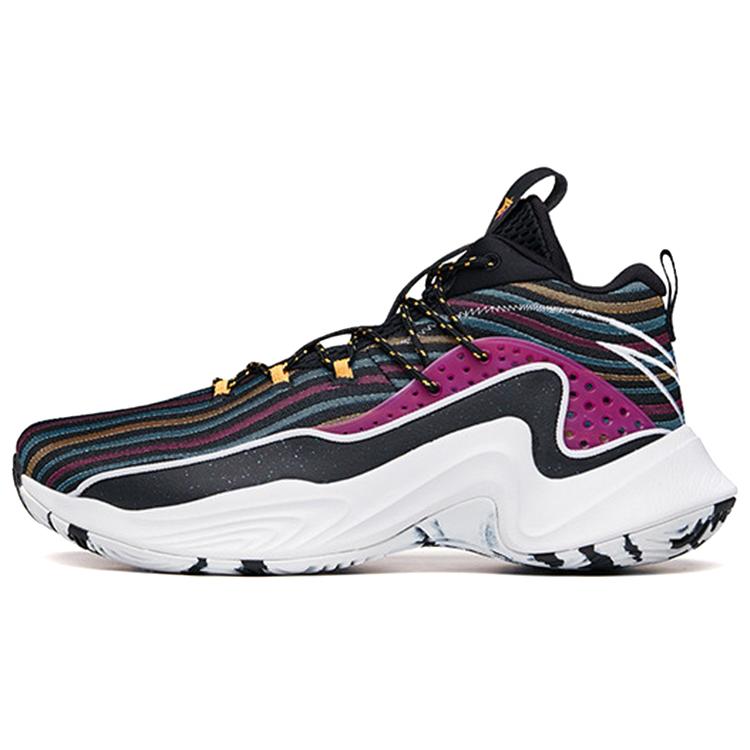 

Anta Cushioning Anti-Slip Wear-Resistant Breathability Mid-Top Basketball Shoes Men s Black Blue Yellow 46