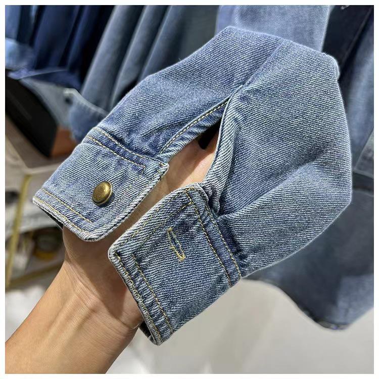 2024 Spring Women's Designer Denim Jacket: Hong Kong Korean Style, Casual Versatile Long Sleeve Layering Shirt
