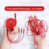 1 Pcs Retractable 3in1 USB Type C Micro USB 8 Pin Cable for Phone Charger Cable 110cm 3A Fast Charging USB C Cable Amagi