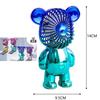 Handheld Fan Plastic Portable USB Rechargeable Bear Shaped Air Fan for Desktop Dormitory Blue Green