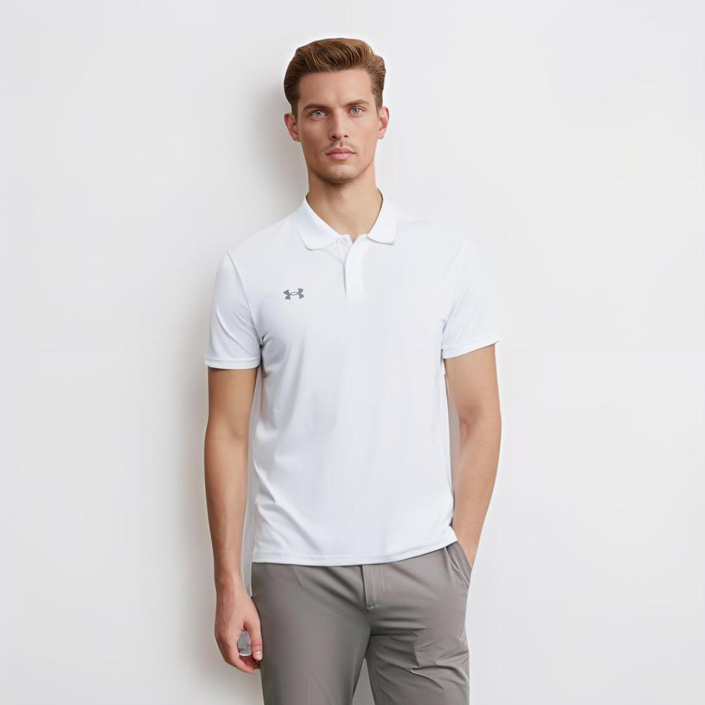 Under Armour Polo a Maniche Corte Tinta Unita Traspirante Taglio Dritto Uomo top Bianco 23500507-100