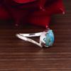 Handmade Turquoise Ring, Open Band Silver Ring, Heart Shape Gemstone Ring for Women