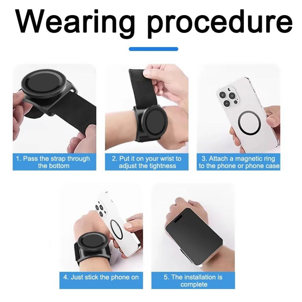 Magnetic Armband Wristband Phone Holder Stand for iPhone 16 MagSafe Xiaomi - Universal Mobile Phone Mount for Cycling Hiking Gym