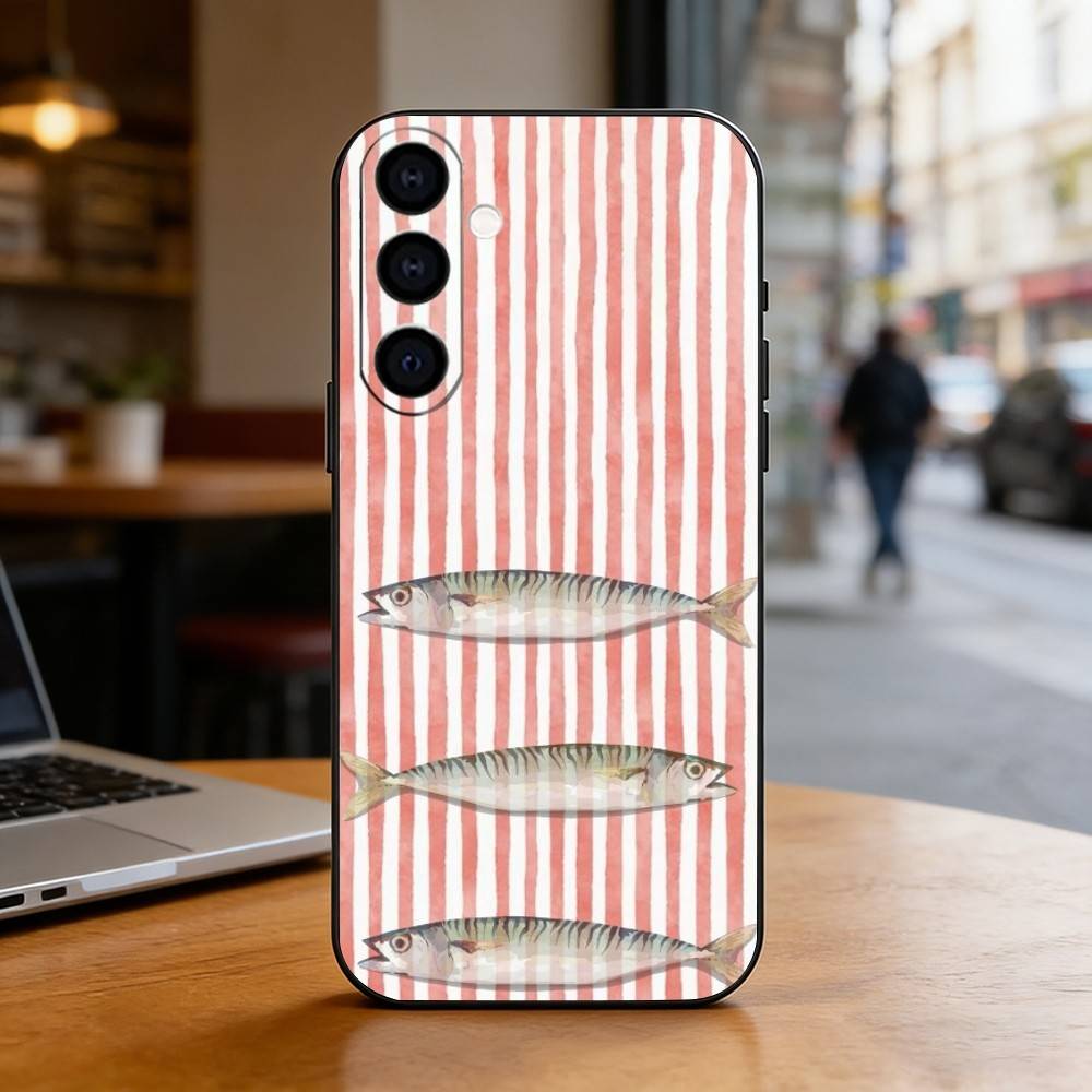 Three Color Striped Fish Phone Case Black Silicone Soft For Samsung Galaxy A73,A72,A71,A70,A53,A52,A51