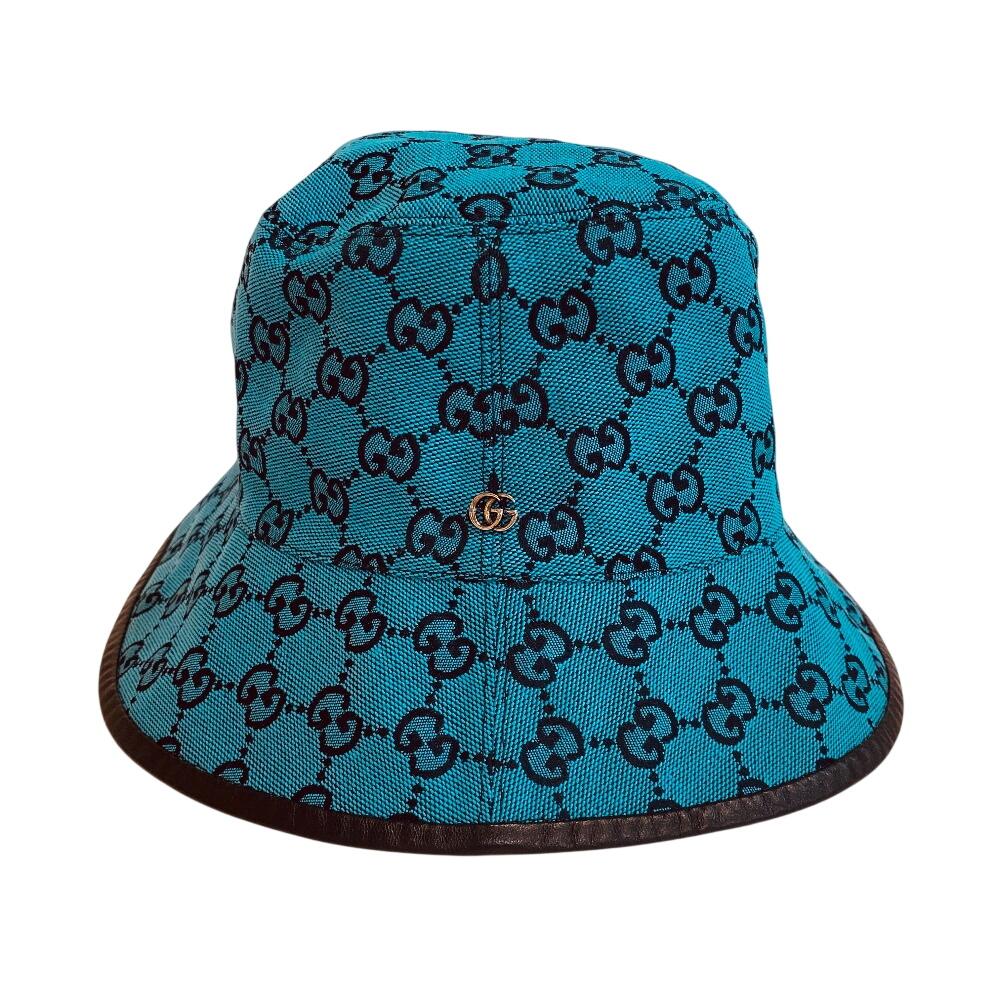 GUCCI 656573 Fedora hat GG canvas canvas Bucket hat hat blue canvas unisex Used