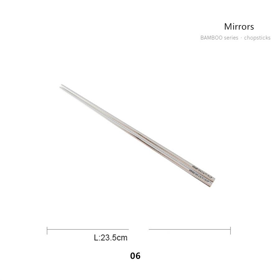 304 Stainless Steel Western Cutlery Bamboo Idea Design Japanese Retro Style Steak Knife, Fork and Spoon Set Chopsticks