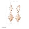 Fashion Glossy Two Rhombus Long Drop Earrings For Women  Rose Gold Simple Metal Bride Wedding Daily Party Jewelry
