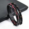 Beads Leather Bracelet Men Classic Tiger Eye Beaded Multi Layer Leather Bracelet For Men Jewelry Gift