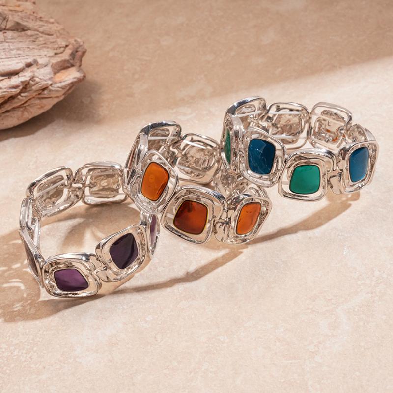 Drip Oil Geometric Elastic Bracelet Retro  Unique Hollow Out Irregular Splicing Women'S Bracelet Jewelry Accessories Gift