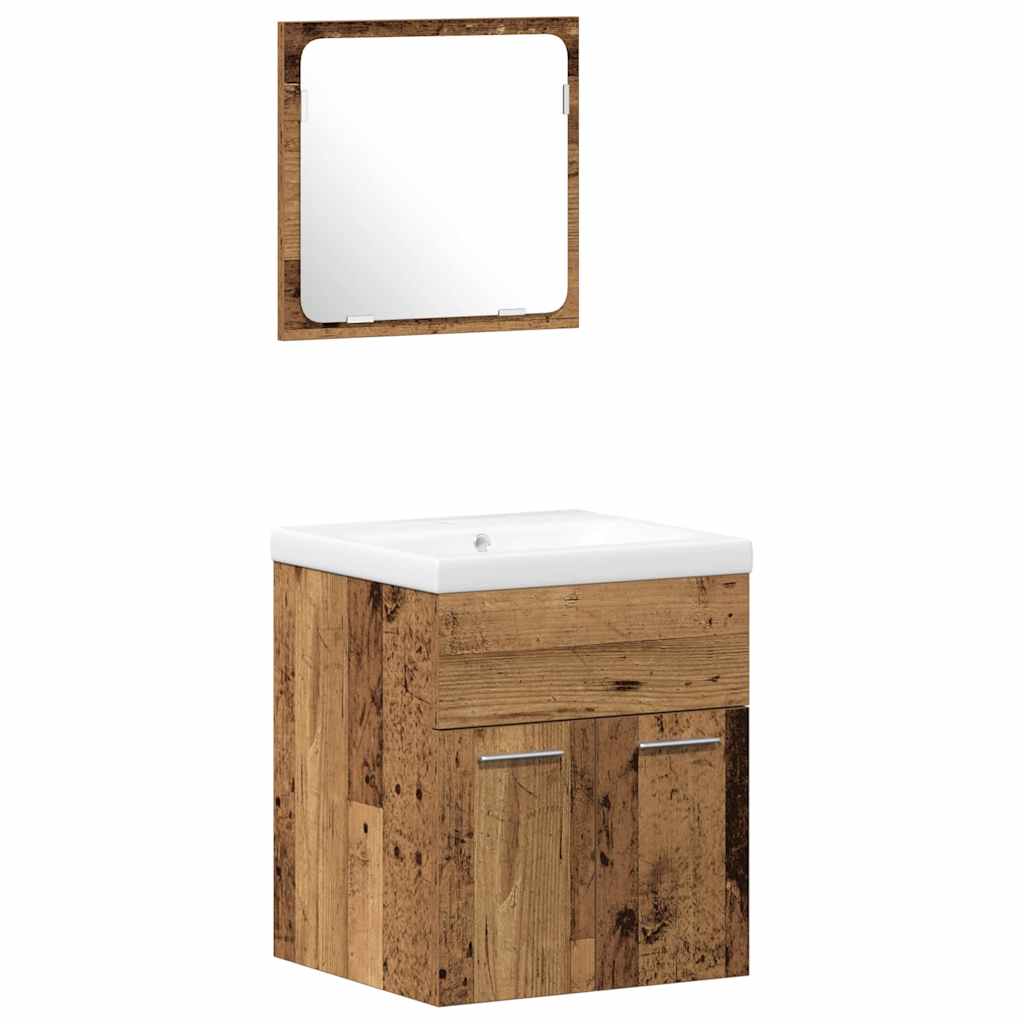 Bathroom Furniture Set with Drawers 4 pcs Reclaimed Wood Effect Particleboard