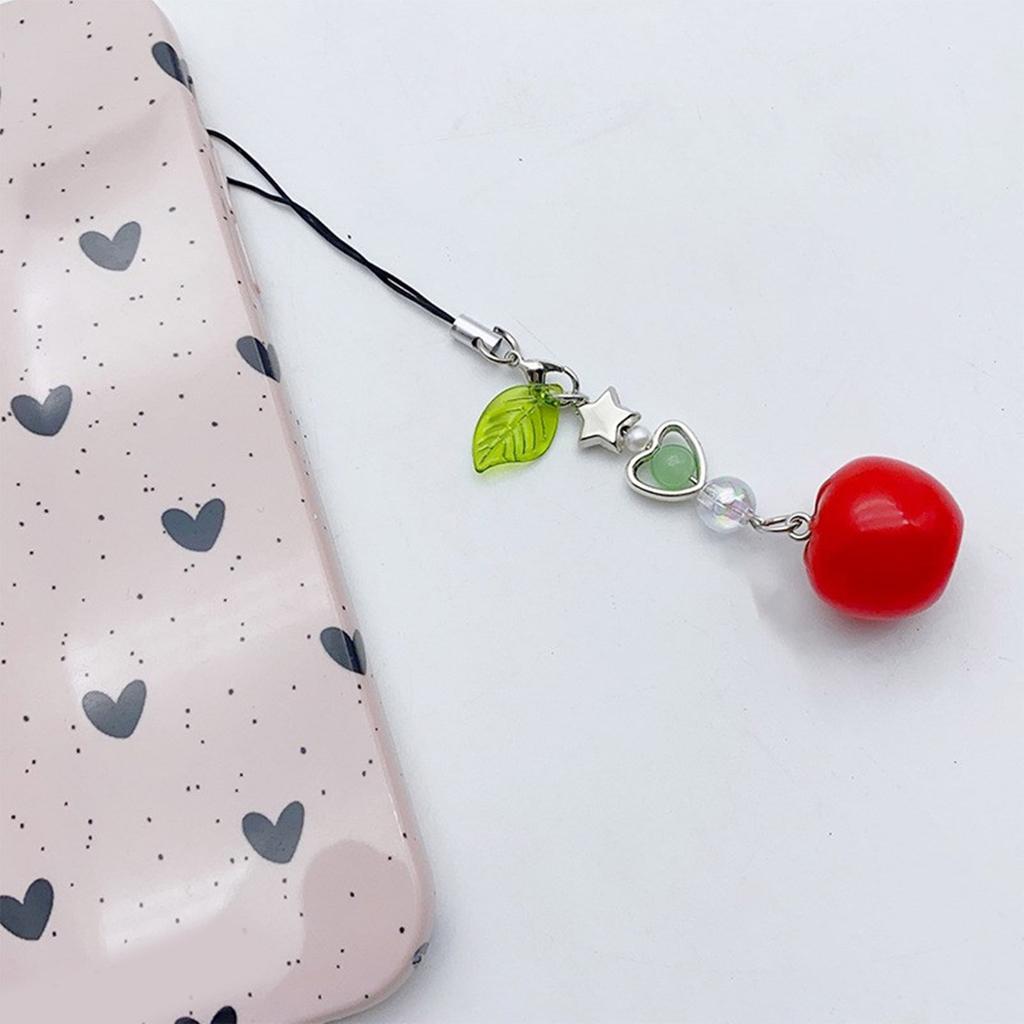 Fashion Mini Tomato Star Bead Pendant Phone Straps Lanyard Pocket Keychain Strap Backpack Charm Car Key Decoration Chain
