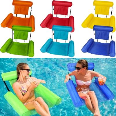 Adult Inflatable Pool Lounge Chair with Armrests and Headrest  Colorful PVC Oxford Cloth Ideal for Beach Lake Pool Relaxation