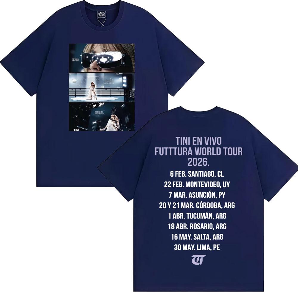 Tini Stoessel Futtura World Tour 2026 Graphic T Shirts Men Women Fashion Hip Hop Aesthetic T-shirts Summer O-Neck Cotton T Shirt