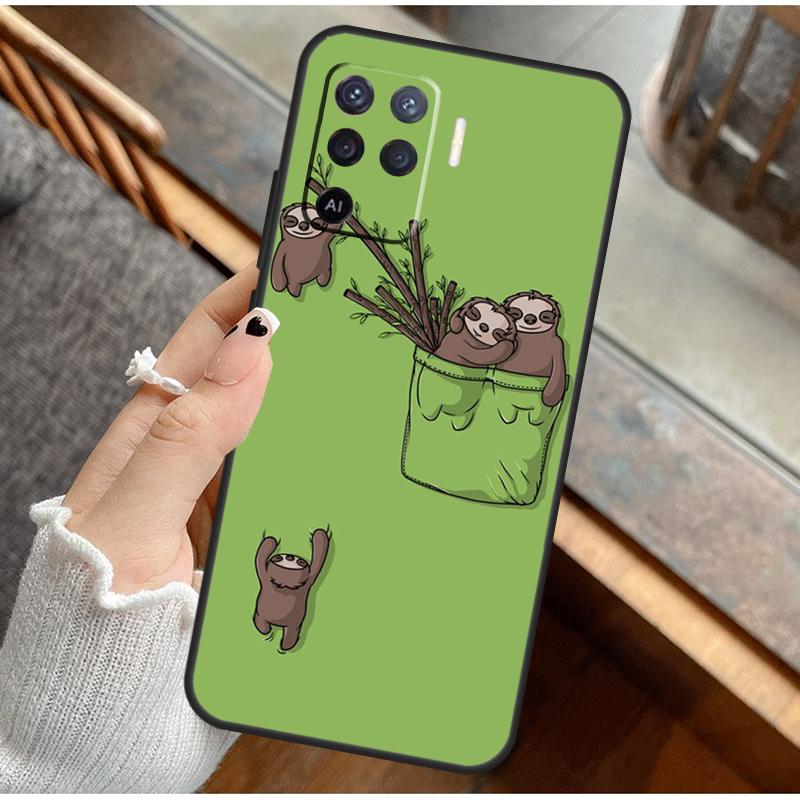 Funny Cute Sloths Phone Case For Oppo A38 A58 A74 A15 A80 A60 A40 A94 A54 A98 A78 A18 A16 A76 A96 A17 A77 A57S