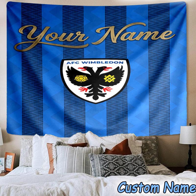 Custom Name Afc Wimbledon Crest Printed Tapestry, for Bedroom,Livingroom, dormitory, Large Wall Decor, Fabric Decor Fan Birthday Gifts