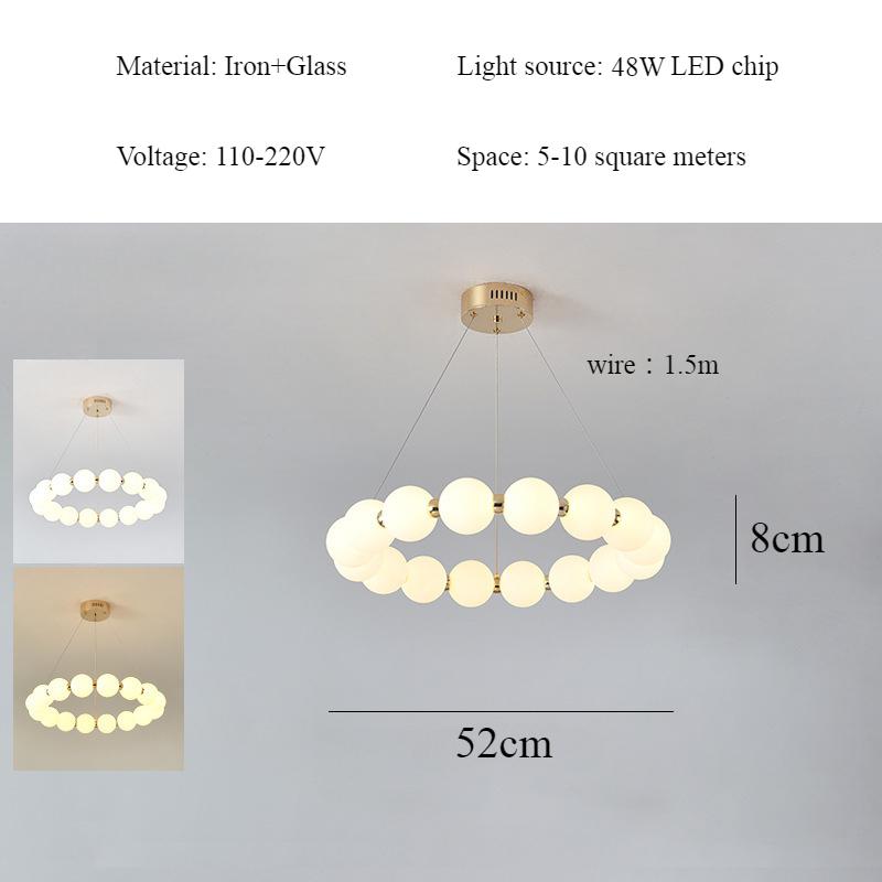 Nordic Modern Living Room Pendant Light Designer Simple LED Bedroom Circular Personalized Dining Room Pearl Necklace Light
