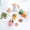 Children's Wooden Pretend Play Tea Set with Desserts and Teapot Tableware