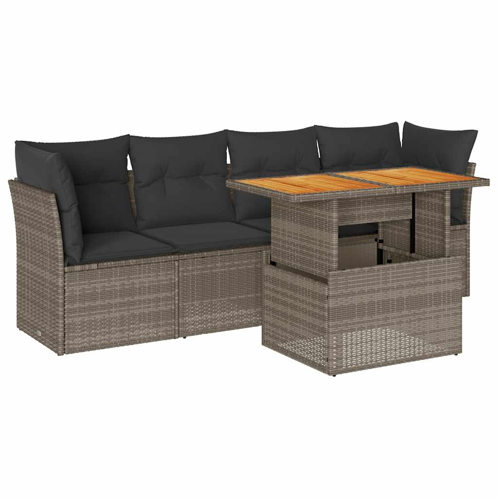 Vidaxl 5-Cz. Set da Giardino, Cuscini, Rattan PE Grigio