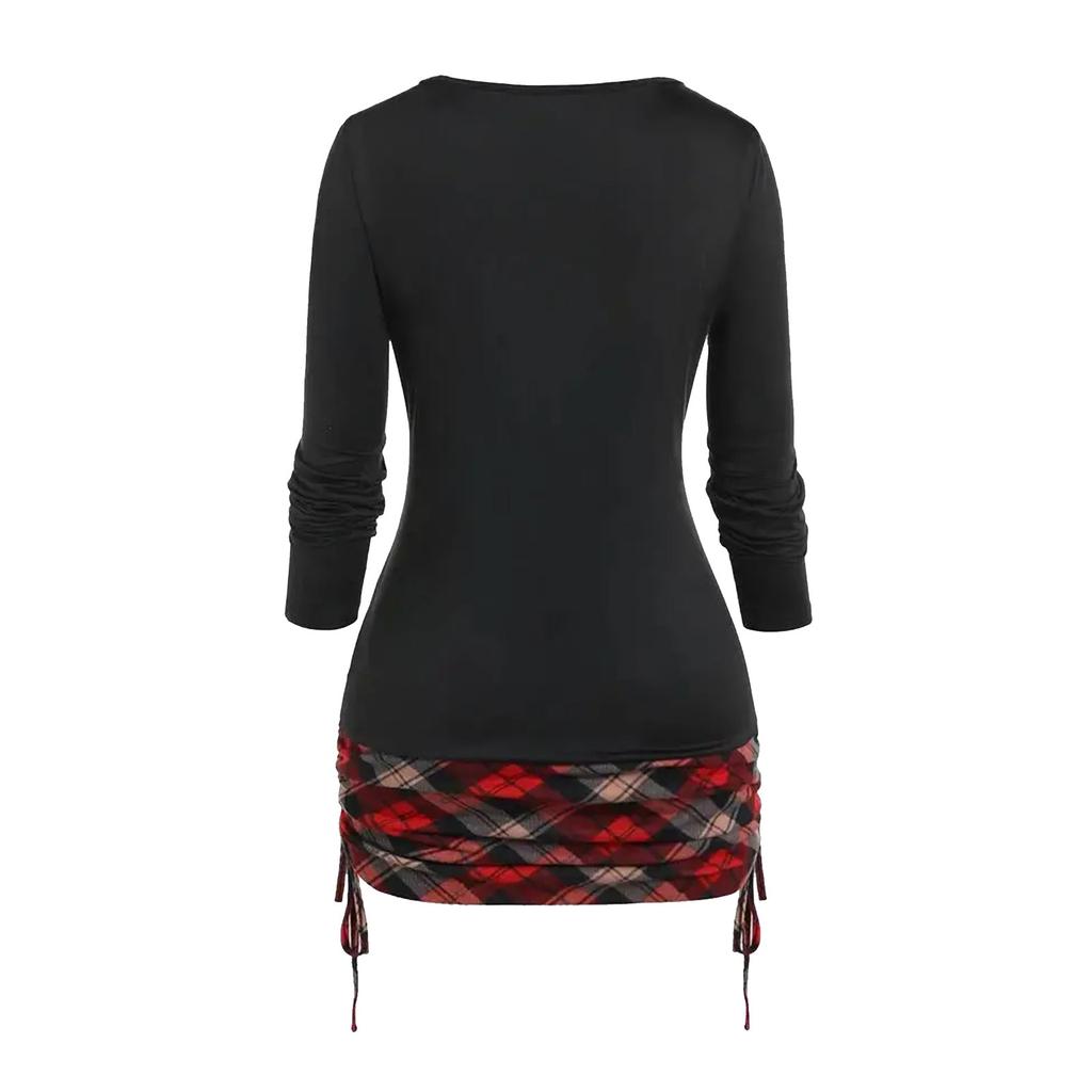Fashion Women's Long Sleeve Printed Shirts V-Neck Tops Bottoming Shirts