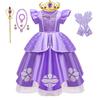 Vestido de Role Play Fofo Pequena Sophia Vestido de Baile Sofia Fantasia Vestido Comprimento Chá Bufante Vestido de Festa de Aniversário Como uma Princesa Estagiária