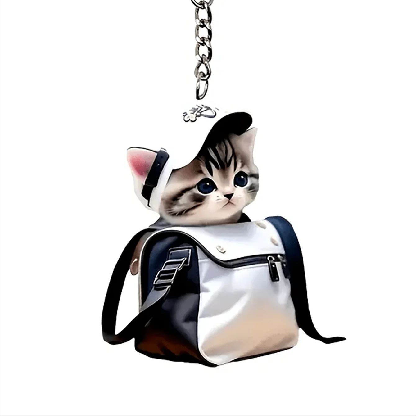 

Cute cat backpack design acrylic keychain - Animal themed keychain is the perfect gift for pet enthusiasts, easy to install