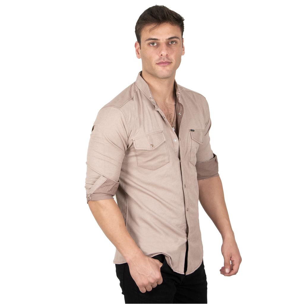 DeepSEA Herren-Hemd aus gestricktem Stoff mit Druckknopf und doppelter Tasche 2300415