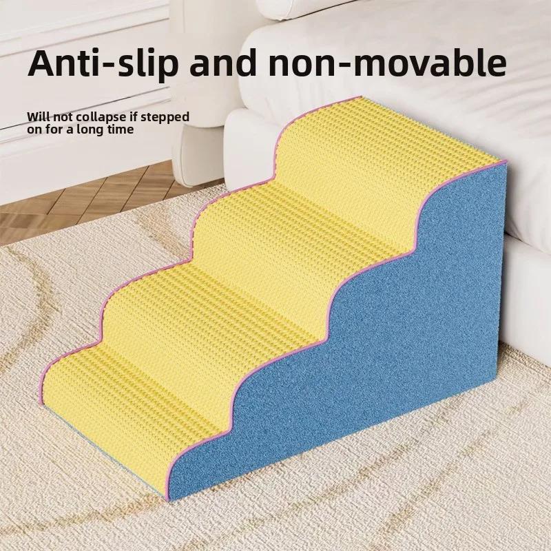 3/4/5 Puppy Stairs Foam Pet Secure Stairs Ramps Non-Slip Ladder Dogs Pets Protect Older Dogs Pet with Joint Pain Sofa Bed Ladde