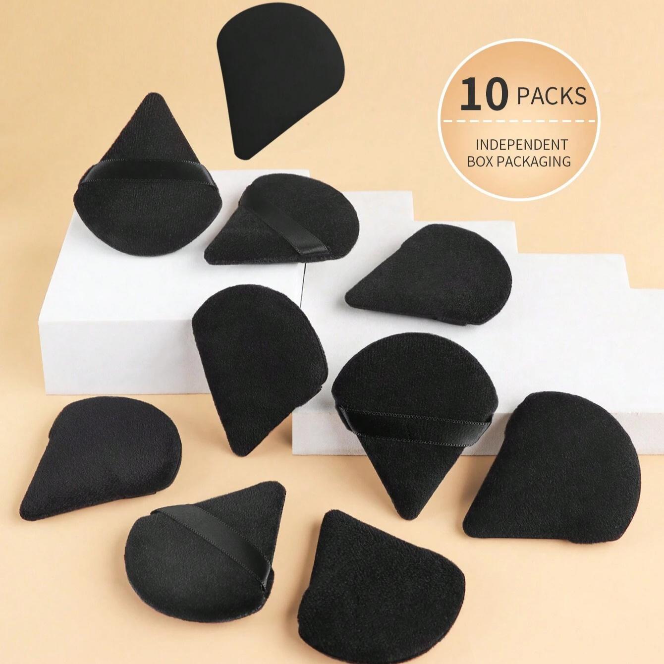 

10PCS Triangle Powder Puff Soft Makeup Sponge For Face Eyes Contouring Shadow Cosmetic Washable Mini Velvet Foundation Puff чорний