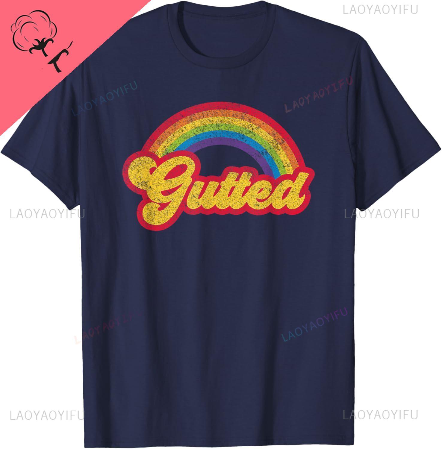 

Gutted British Slang Retro Distressed TShirt Casual Couple Y2k Men and Women Short Sleeves Cotton Tee 4XL
