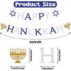 Hanukkah Decorations for Home, Pre-Strung Happy Hanukkah Banner, Glitter Chanukah Party Favors with Candelabrum Hexagram for Chanukah Decor Winter