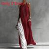 Polyester Splicing Sleeveless Loose Casual Dress With Pockets For Travel And Beach Use