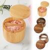 Reusable Wooden Seasoning Box Wood Salt Container with Swivel Magnetic Lid, Built-in Spoon Decorative Spice Keeper Jar, Moisture Proof for Kitchen