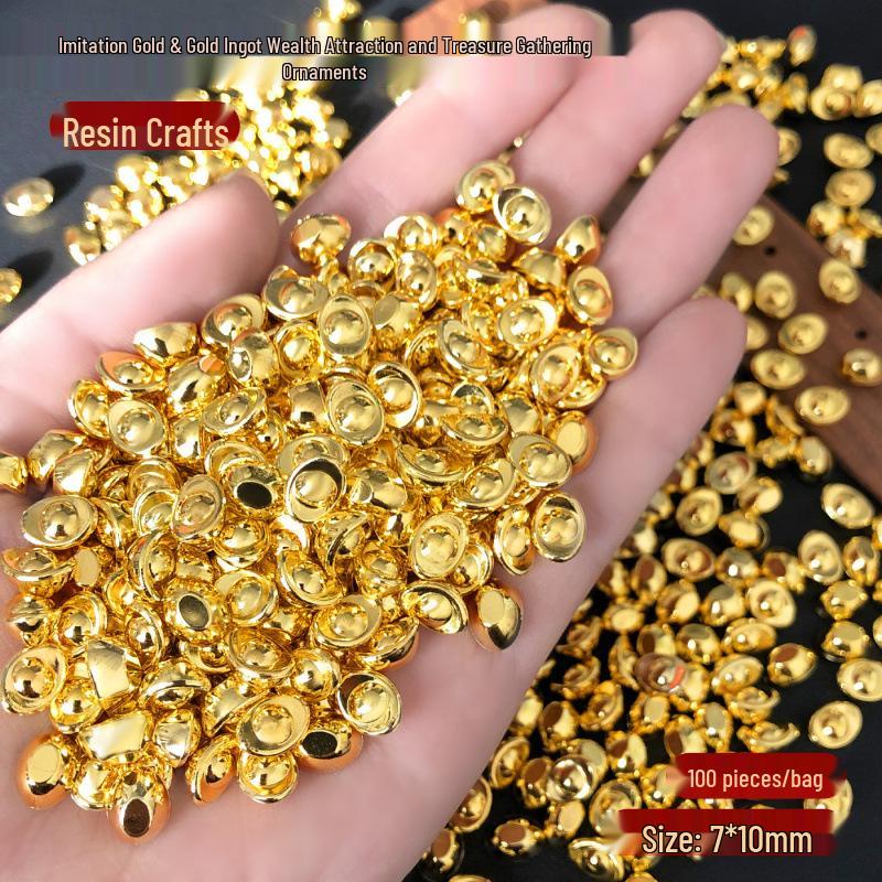 Imitation Gold Resin Yuanbao Nail Art Decoration: Golden Wealth Feng Shui DIY Accessory