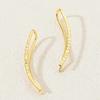 Minimalist Hammered Curved Bar Ear Cuff Stud Earrings Three Tone Option Women Simple Ear Jewelry