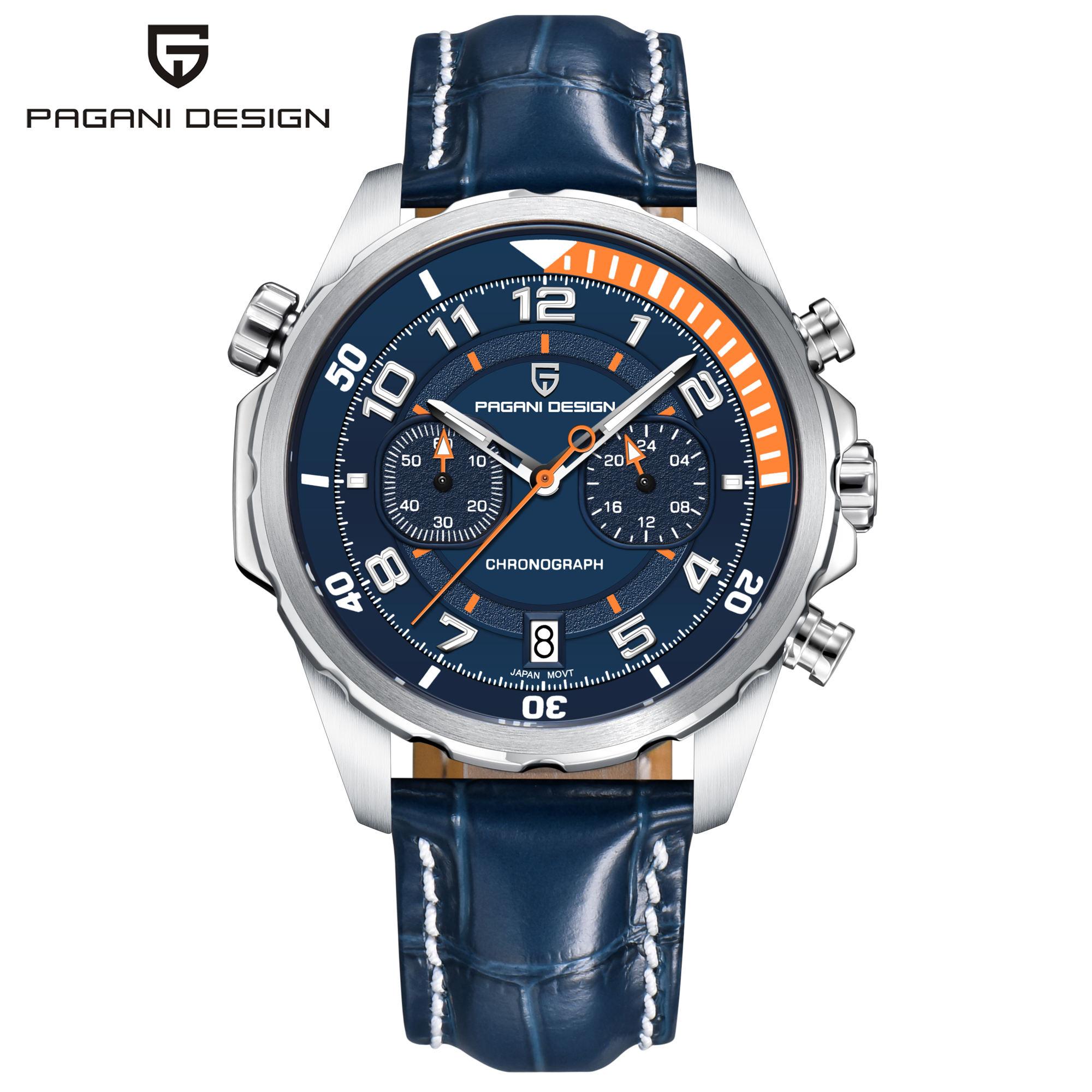 Pagani Design PD-1811 Fashion Quartz Leather Watch Luminous Hands Multi-function Chronograph Sapphire Glass Waterproof Watches Pagani Design 1811