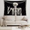 Riyidecor Skull Skeleton Tapestry Wall Hanging 51Hx59W Inch Funny Black and White Theme Home Decor for Men Women Gothic Hippie Halloween Bohemian